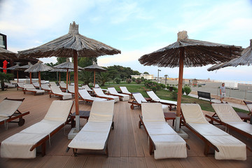 deck chairs on the beach