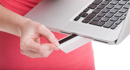 Buy online using credit or debit card concept