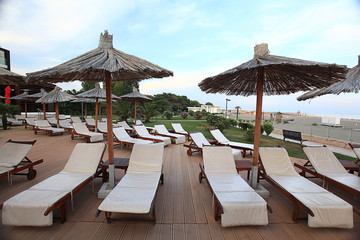 deck chairs on the beach
