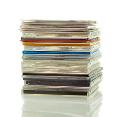 Stack CD DVD Discs Isolated White Background