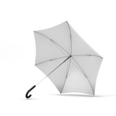 Open white umbrella isolated on a white background
