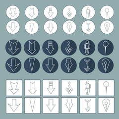 three sets of icons, pointers. vector format