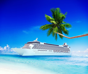 Cruise Ship Travel Beach Seascape Vacation Concept