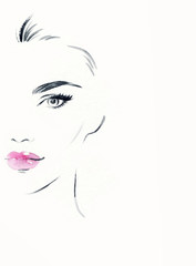 woman face.abstract watercolor .fashion background