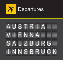 Austria flip alphabet airport departures, Vienna