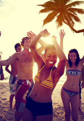 People Celebration Beach Party Summer Holiday Vacation Concept