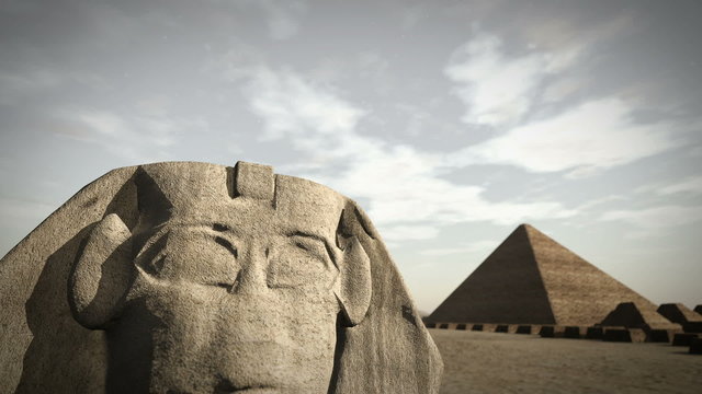 Animation of the Sphinx at the Giza platform, Egypt