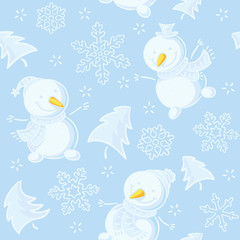 Seamless pattern with snowmen