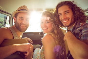 Hipster friends on road trip