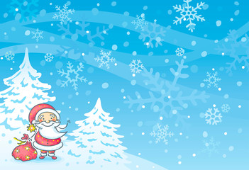 Santa with a blue background