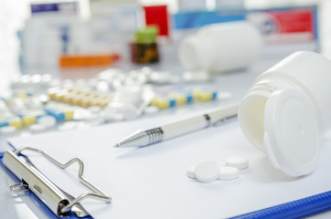 Pills on doctor prescription medicine