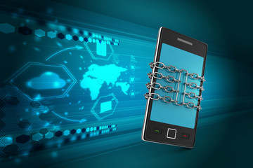 Smart phone with chain, safety concept