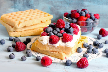 Waffles with berries
