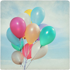 Vintage Background of colorful balloons in the sky