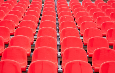 Obraz premium Bright red stadium seats
