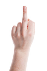 Hand showing a middle finger