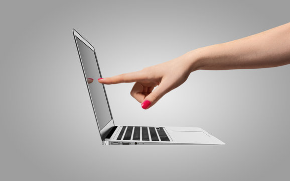 Hand touching notebook