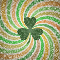 Saint Patricks Day Greeting Card with Clover Leaf on Abstract