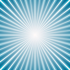 Sunny Vintage Blue and White Background with Retro Rays of