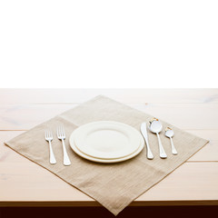 tableware for dinner plates and forks