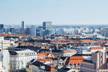 Aerial view of Zagreb center from Lotrscak tower