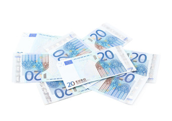 Obraz na płótnie Canvas Pile of twenty euro notes