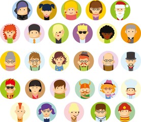 Набор векторных милые значки характер аватара