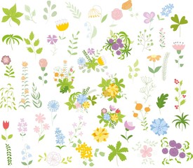 Набор цветочных графический набор, рука рисунок  иллюстрации