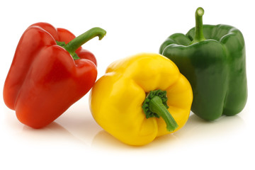 red,yellow and green bell peppers (capsicum) 
