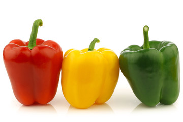red,yellow and green bell peppers (capsicum) 