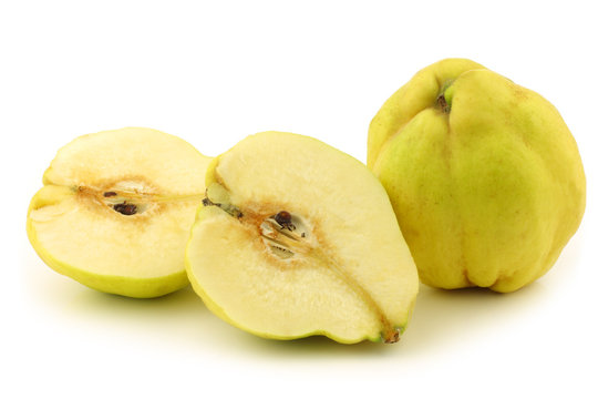 quince fruit and a cut one "Cydonia oblonga" 