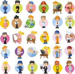 Stickers muraux Robot Personnages de dessins animés de différentes professions