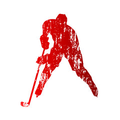 Naklejka premium Hockey player. Grunge