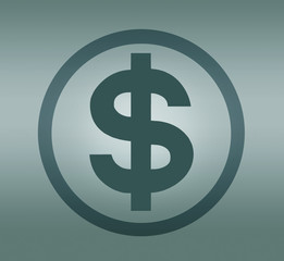 Dollar symbol in circle on grey