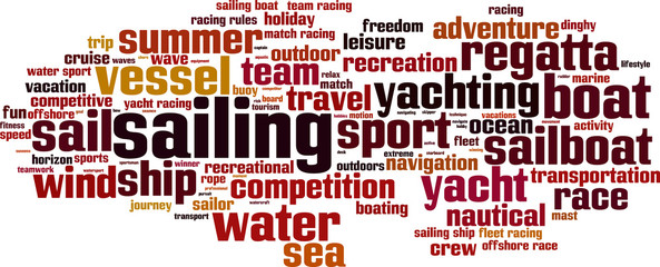 Obraz premium Sailing word cloud concept. Vector illustration