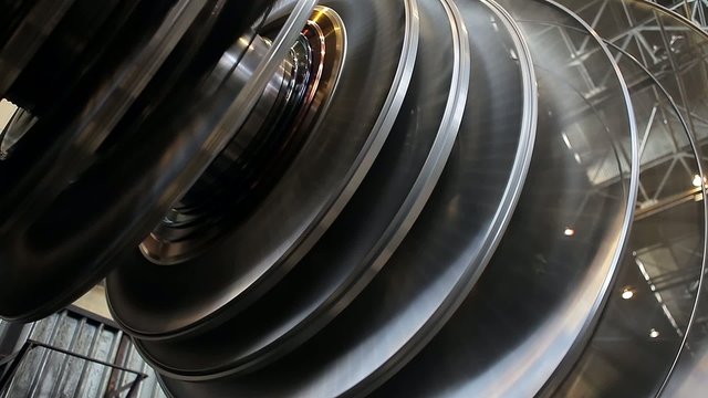 Power Steam Turbine Rotates at the Plant 04