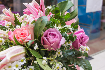 Beautiful bouquet of pink roses