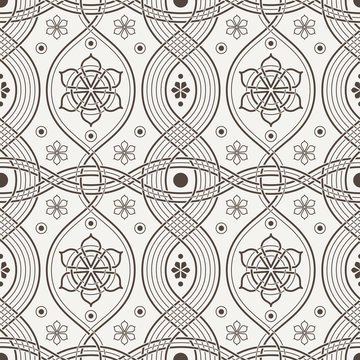 Vector seamless pattern of interwoven lines