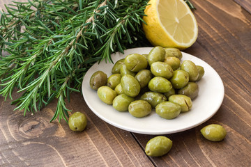 Marinated olives. Light meal.