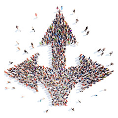 People in the form of arrows.