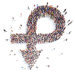 People in the form of arrows.