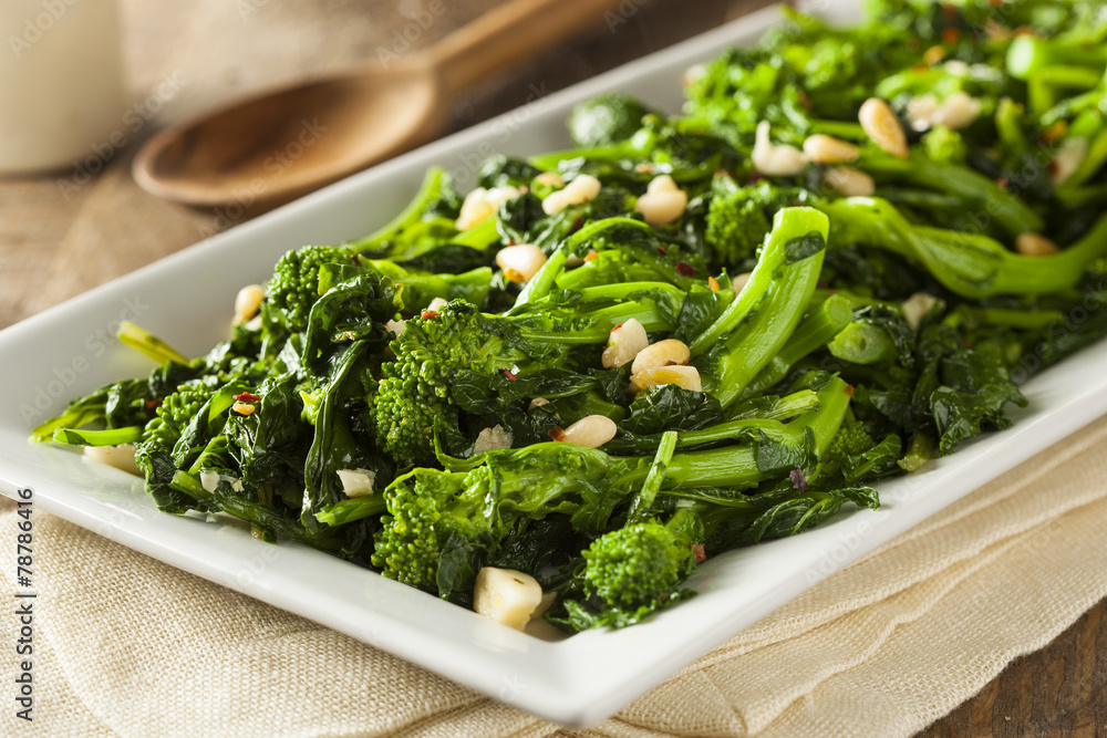 Poster homemade sauteed green broccoli rabe