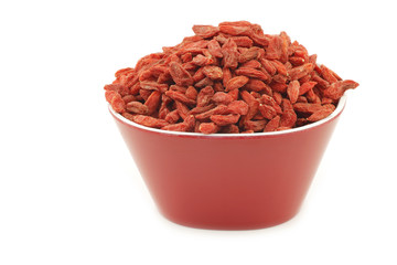 dried goji berries (Lycium Barbarum - Wolfberry) in a red bowl 