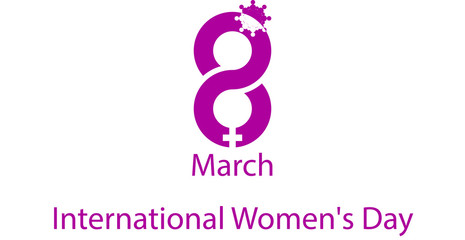 Creative purple design piece for women`s day on white background