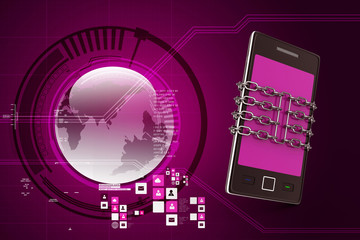 Smart phone with chain, safety concept