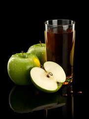 Two green apples and juice