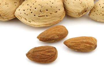 almonds on a white background