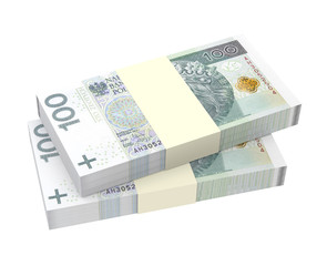 Polish currency isolated on white background. 