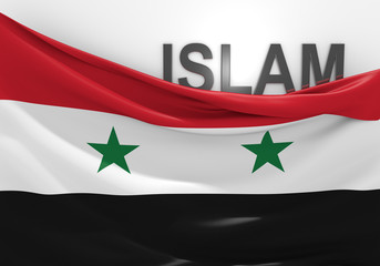 Flag of Syria with Islamic text
