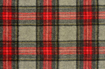Scottish tartan pattern.Red and grey wool plaid print background